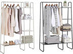 SunnyPoint Open Closet Garment Rack with 4-Tier Shelves & Bottom Storage Shelf, Freestanding Open Wardrobe Clothes Rack Organizer with Hanging Rod for Bedroom Closet. (OFF-WHITE)