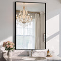 TRAHOME Bathroom Vanity Mirror for Wall, 36" x 24" Metal Framed Rectangular Bathroom Wall Mirror for Over Sink, HD Shatterproof Glass, Hangs Horizontally or Vertically(Black)