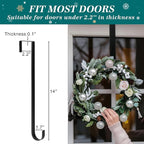 HOOSUN Wreath Hangers for Front Door 4th of July Decorations,14" Patriotic Wreath Hook Holder,Over The Door Hooks Hanger,Metal Garland Hangers Hook for Spring Summer Wreath Porch Decor(2 Pack)