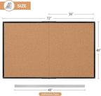 Extra Large Cork Bulletin Board 72" X 48", Foldable Notice Pin Board for Wall, Black Aluminium Framed 6'x4' Corkboard, Wall Mounted Noticeboard with 32 Push Pins for School, Home & Office