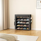 LANTEFUL Shoe Rack with Covers 5 Tier Tall Shoe Rack Organizer Large Capacity Shoe Shelf Storage 20-24 Pairs Space Saving Free Standing Shoe Storage Organizer for Closet, Entryway, Dorm, Black