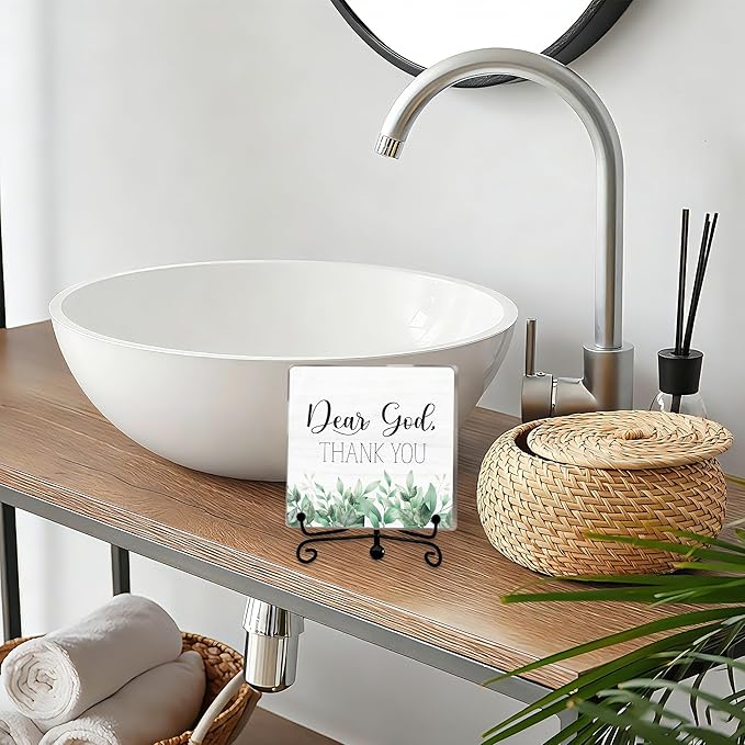 Modern Farmhouse Decor, Home Decor For Living Room, Boho Chic Aesthetic Shelf Decorations, Eucalyptus Christian God Acrylic Sign, Farmhouse Entryway Tv Stand Fireplace Coffee Table Decoration (12)