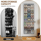 MISSLO 30 Pairs Over the Door Shoe Organizer Breathable Mesh Hanging Shoe Rack for Closet Storage with Wide Deep Pockets 10 Tier Shoes Holder Fit All the Family's Sneakers, Boots, Heels (Grey, 71")