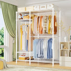 Ulif F7 Medium Garment Rack, Heavy Duty Clothes Rack, Clothing Racks for Hanging Clothes, 6-Tiers Freestanding Portable Closet Storage Rack 45'' W × 14.6'' D × 76.6'' H, Max Load 750 Lbs, White