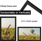 12x24 Picture Frame Set of 5,Wooden Frame 12x24 Wall Gallery Poster Photo frame Black with Durable Shatter Resistant Plexiglass for Wall Mounting 12 by 24 Photos Posters frame -wedding best gift