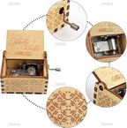 AUEAR, Wooden Hand Crank Twinkle Little Stars Music Box Vintage Handmade Best Gift for Friends