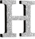 Qunclay 8'' Silver Crystal Diamond Bling Letters Crushed Diamond Decoration Wooden Glitter Letter with Screw and Hooks Rhinestone Gift for Wedding Y2k Mcbling Bedroom Wall Decor (Letter H)