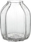 Large Clear Glass Ribbed Vase - 8.0" Decorative Tall Vase for Home Table Centerpieces and Farmhouse