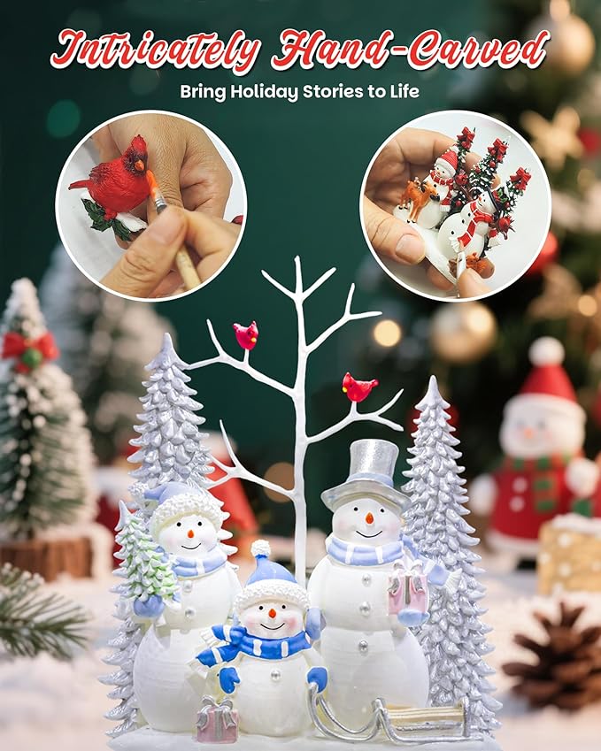 Large Christmas Snowman Snow Globe Light up Lantern with 8 Songs, 9.84" White Christmas Snow Globes for Kids Adults, 6H Timer & Dual Power, Snowglobes Christmas Decorations Indoor Silver Blue Snowman