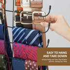 ZEDODIER Tie Rack Belt Hanger for Closet, 2 in 1 Tie Hanger Belt Organizer with Max 40 Capacity, Heavy Duty Space Saving Closet Organizers and Storage, Black