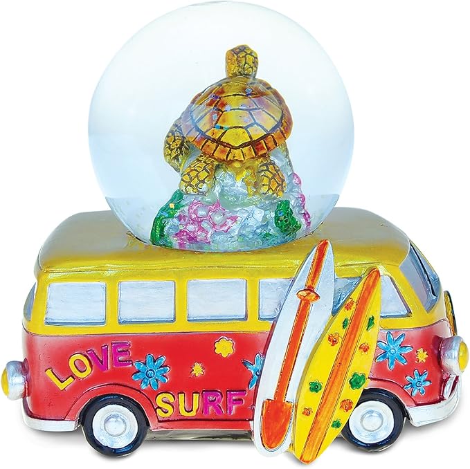 COTA Global Van with Sea Turtle Snow Globe - Water Globe Figurine with Sparkling Glitter, Collectible Novelty Ornament for Home Decor, for Birthdays, Christmas, and Valentine's Day - 65mm
