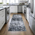 Washable Area Rug 3x8 Entryway Rug: Washable Modern Abstract Soft Thin Rug Indoor Floor No Slip Stain Resistant Carpet for Bedroom Dining Room Farmhouse Nursery Home Office - Black