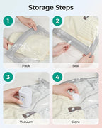 BAGSMART Vacuum Storage Bags with Portable Pump, Travel Space Saver Bags for Clothes, Heavy Duty Compression Bags for Storage, Vacuum Seal Bags with Hand Pump, Travel Essentials for Packing-Pink