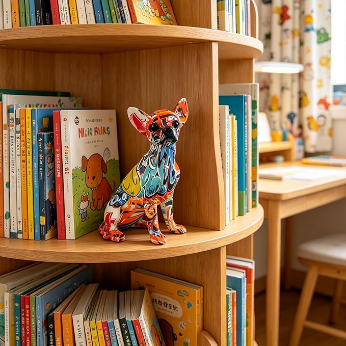 Colorful Chihuahua Statue, Creative Dog Puppy Home Sculpture Decor, Suitable for Bookshelf Desktop Kitchen Living Room Decorative Table Decoration, Gift for Dog Lovers Women and Men(Large)