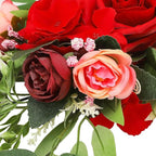 TITA-DONG 25.6inch Artificial Rose Peony Flower Swag, Front Door Peony Floral Arch Garland Swag Hydrangeas Eucalyptus Leaves Wreath for Wedding Arch Front Door House Wall Decoration(red)