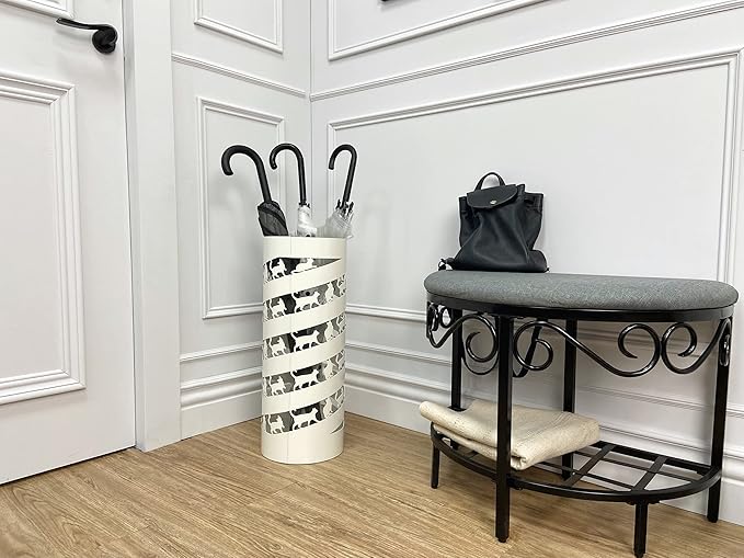 Mango Steam Round Cat Spiral Umbrella Stand 22" Tall, White