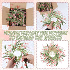 6 PCS Artificial Spring Summer Swag Wreaths Mini Pink Forsythia Lavender Kitchen Cabinet Wreath Small Floral Hanging Flowers Wreaths for Front Door Wedding Farmhouse Porch Wall Window Tabletop Decor