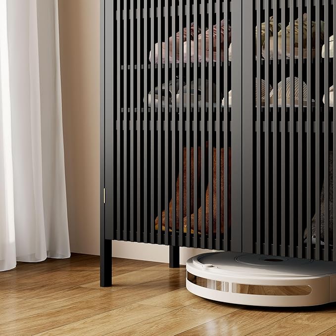 Shoe Cabinet with Doors Bamboo 5 Tiers Shoe Storage Cabinet for Entryway, 25 Pairs Wooden Shoe Cabinets, Modern Shoe Organizer Storage for Living Room, Bedroom, Hallway, Closet Black