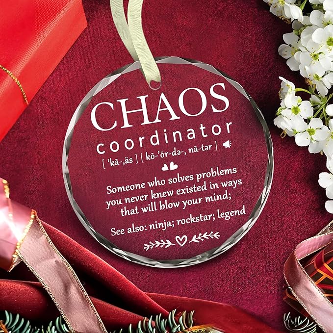 BSQUIELE Chaos Coordinator Ornament - Gifts for Coworker - Thank You Gifts for Women, Boss, Coworker, Teacher, Mom, Office Appreciation Gift - Christmas Decorations - Ceramic Ornament