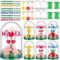 Newtay 12 Sets Mother's Day Flower Snow Globe Craft Kits with Artificial Flower Stickers Clay DIY Plastic Globe Kit Art Activity Project for Home Spring Party Supplies
