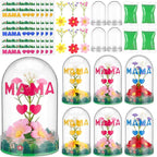 Newtay 12 Sets Mother's Day Flower Snow Globe Craft Kits with Artificial Flower Stickers Clay DIY Plastic Globe Kit Art Activity Project for Home Spring Party Supplies