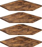 Homode Corner Shelf Wall Mount, Set of 4 Floating Corner Shelves with Cord Hole for Cable Box, Wood Corner Hanging Shelves for Bathroom Bedroom Kitchen, Rustic Brown