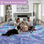 Fluffy 5x7 Area Rugs for Living Room Bedroom: Ultra Soft Shag Rug Non-Slip Non-Shedding Small Plush Bedside Rug Indoor Floor Carpets for Kids Room Playroom Entryway Nursery Dorms Home Rainbow Purple