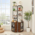 VECELO Corner Cabinet, Tall Storage Shelf, Bookshelf Display Shelves Rack for Living Room, Kitchen, Balcony, Small Space