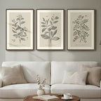 Framed Vintage Botanical Wall Art, 3 Piece Neutral Floral Plants Canvas Painting Prints Artwork for Living Room, Rustic Flowers Pictures for Farmhouse Bedroom Kitchen Dining Room Home Decor, 16x24 In