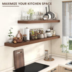 Venusmiles Floating Shelves for Wall, 72 Inch Wide x 12 Inch Deep Floating Shelves, Long Wood Floating Wall Shelf Shelves for Living Room Bathroom Bedroom Kitchen Home - (Walnut, 72" W x 12" D x 2" H)