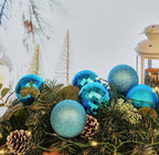 Emopeak 12Pcs Christmas Balls Ornaments for Xmas Christmas Tree - 4 Style Shatterproof Christmas Tree Decorations Hanging Ball for Holiday Wedding Party Decoration (Lake Blue, 3.2"/8CM)