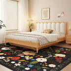 U'Artlines 8x10ft Vintage Floral Area Rug Machine Washable Ultra Soft Low Pile Non Slip Non Shedding Accent Floor Carpet for Living Room, Bedroom, Dining Room, Office (Black Green)
