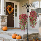 Artificial Mums for Outdoors Fake Hanging Flowers for Decoration, 2 PCS Silk Daisy Flower Realistic Faux Plants UV Resistant for Porch Patio Window Yard Outside Decor(Brown)