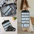 CHICECO Travel Jewelry Holder Organizer,Hanging Jewelry Organizer Storage with Zippered Pockets for Cloest,Jewelry Holder for Earrings, Necklaces (Blue Black)