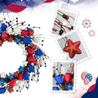 21" Patriotic Wreath for Front Door 4th of July Wreaths with Red White Blue Tulip Flowers&Berry for 250th Anniversary USA Memorial Day, Independence Day Home Porch Wall Outdoor Farmhouse Decoration