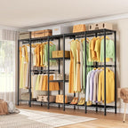 Heavy Duty Garment Rack Clothes Rack,Large Metal Closet Organizer System Storage Wardrobe,Freestanding Clothing Rack with Adjustable Wire Shelves& Hang Rods,MaxLoad 1100lbs