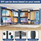 Ulif E12 Max Clothes Rack，Heavy Duty Freestanding Garment Rack with Shelves，Metal Clothing Closet Storage System for Hanging Clothes，83" W x 16" D x 76.5" H, Hold 1060 lbs，Black