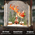 Christmas Snow Globes Village Snow Globe Lantern, Lighted Christmas Decorations Indoor for Home with Music Timer Glitter, Santa Claus Church Scene Festival Gifts, USB & Battery Operated