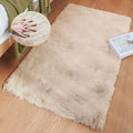 Beige Plush Faux Rabbit Shaggy Fur Rugs for Bedroom Small Shag Washable Fluffy Fur Rug for Living Room Fuax Sheepskin Rug 2x3 Nursery Rectange Rugs