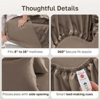 California Design Den 100% Cotton Full Size Bed Sheets, 600 Thread Count Sateen, Soft, Cooling Brown Full Size Sheet Set with Deep Pockets, Hotel-Quality Bedding (Mushroom - Taupe Brown)