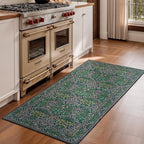 Lessymo 2x4 Small Runners for Kitchen, Washable Entryway Rugs Non-Slip Door Mat Indoor Entrance, Soft Vintage Runner Rugs for Hallways Bathroom Bedroom, Boho Floral Design, Forest Green