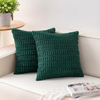Aegero Pack of 2 Corduroy Decorative Throw Pillow Covers 26x26 InchSoft Striped Pillow Covers Modern Farmhouse Home Decor for Sofa Living Room Couch Bed（Blackish Green）