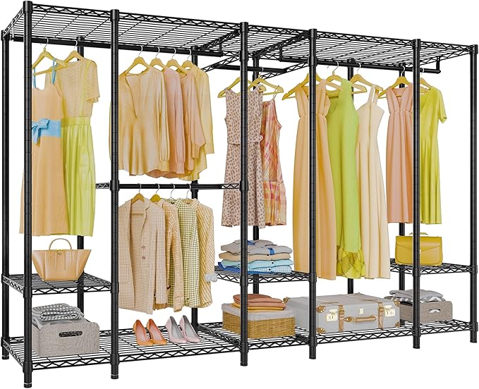 VIPEK V50 Extra Large Portable Closet Rack Bedroom Armoire Freestanding Wardrobe Closet, Heavy Duty Clothes Rack Multi-Functional Metal Clothing Rack for Hanging Clothes, Max Load 1300lbs, Black