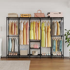 H5 Extra Large Wire Garment Rack, Heavy Duty Clothes Rack, Freestanding Clothing Rack for Hanging Clothes, Wardrobe Closet with Adjustable Shelf, 93.3" Wx15.7 Dx75.4 H, Black, Load 1400 lbs