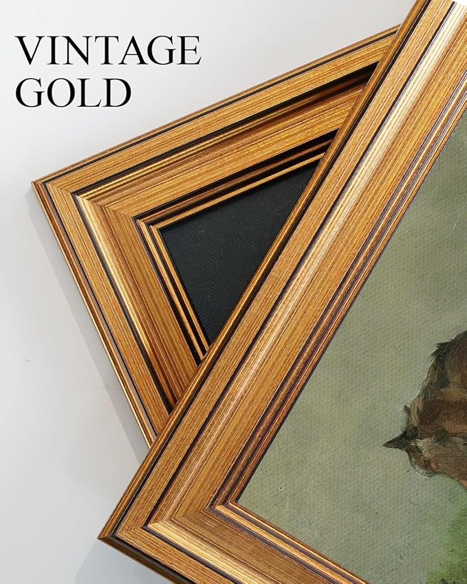 VIYYIEA Vintage Gold Framed Wall Art for Living Room, Horse Canvas Prints Home Decor, Oil Painting Picture, Bedroom Wall Decor Gifts for Friends or Family -【Horse】-(16L x 12W)
