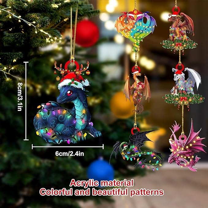 Gytera 2025 Dragon Christmas Ornaments for Tree Decorations- Dragon Hanging Acrylic Christmas Decorative Hanging Ornaments