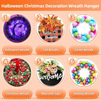 Wreath Hangers for Front Door, 16 Pack Large Wreath Door Hanger for Easter Christmas Halloween Decorations, Heavy Duty Over-The-Door-Hooks, Adhesive-Wall-Hooks for Garland Home-Decor Inside Outside