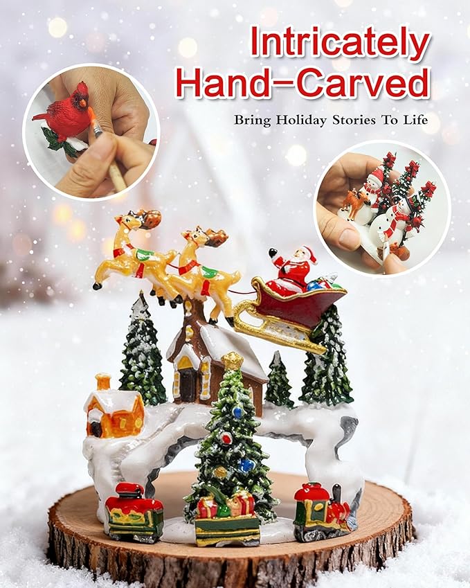 Christmas Snow Globes Light up Snowglobes Christmas Lantern with 8 Songs, 6.99" Christmas Snow Globes for Kids Adults, 6H Timer & Dual Power, Christmas Decorations Indoor, Gifts for Women Men