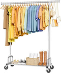 Clothes Rack - Large-Capacity Clothing Racks for Hanging Clothes with Lockable Wheels, Space-Saving Metal Coat Rack for Bedroom, Laundry Room, Entryway, 45.6" x 16.9" x 59", Silver