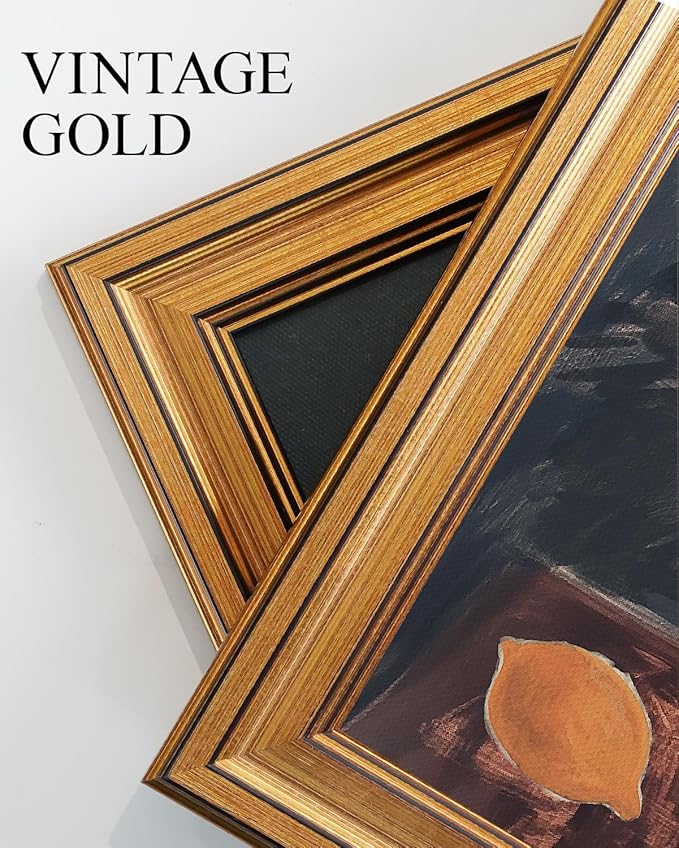 VIYYIEA Vintage Gold Framed Wall Art for Living Room, Pumpkins Canvas Prints Home Decor, Oil Painting Picture, Bedroom Wall Decor Gifts for Friends or Family -【Five Pumpkins 】-(16L x 12W)
